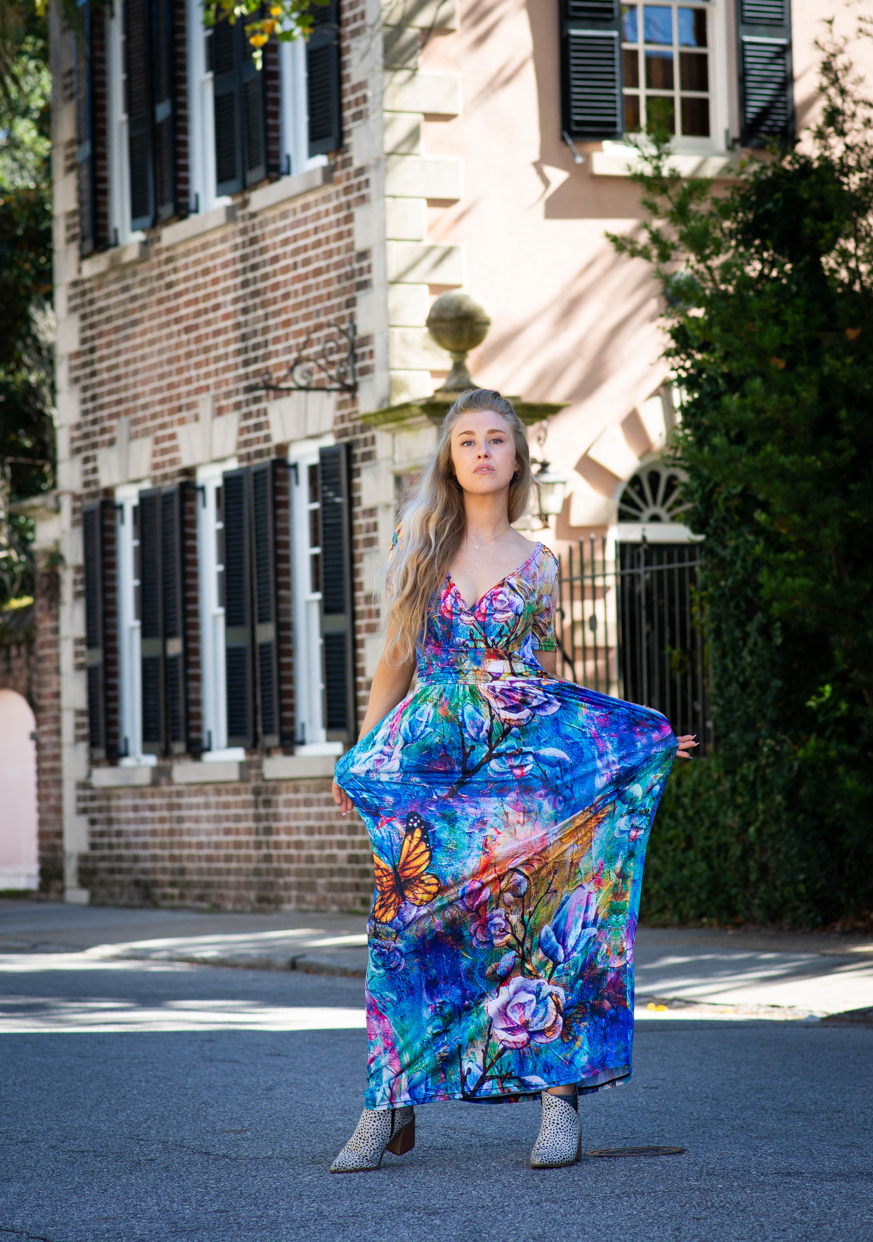 Behold V Neck Maxi Dress with Pockets