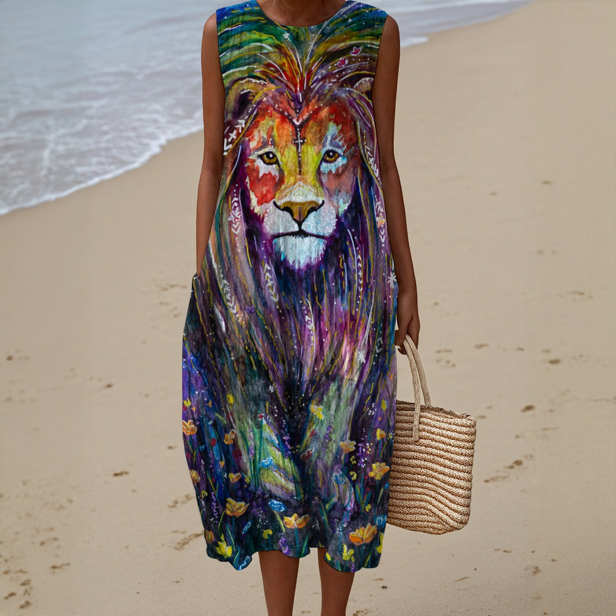 Cotton Casual Dress with Pockets by Sarah Camille Art