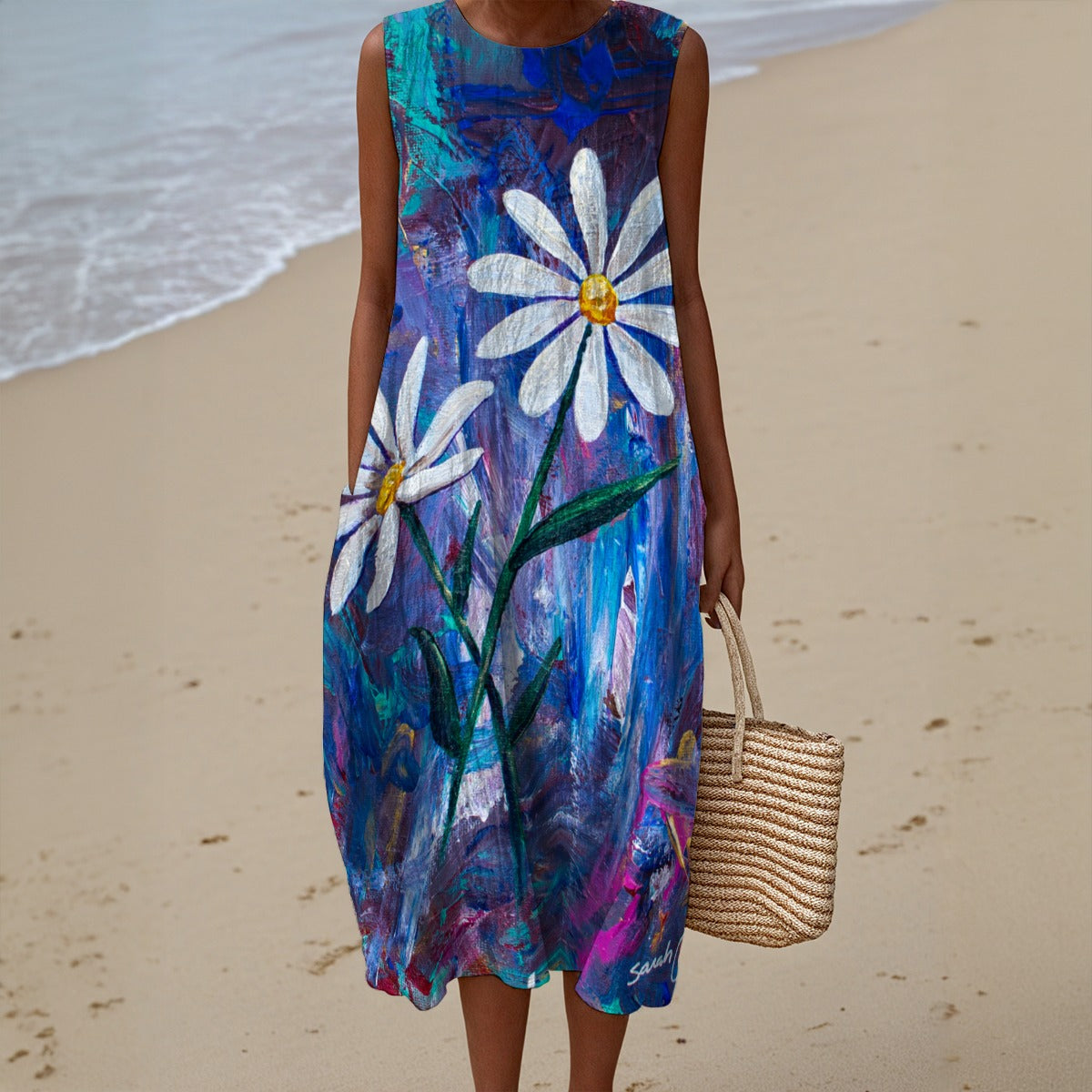 Cotton Casual Dress with Pockets by Sarah Camille Art