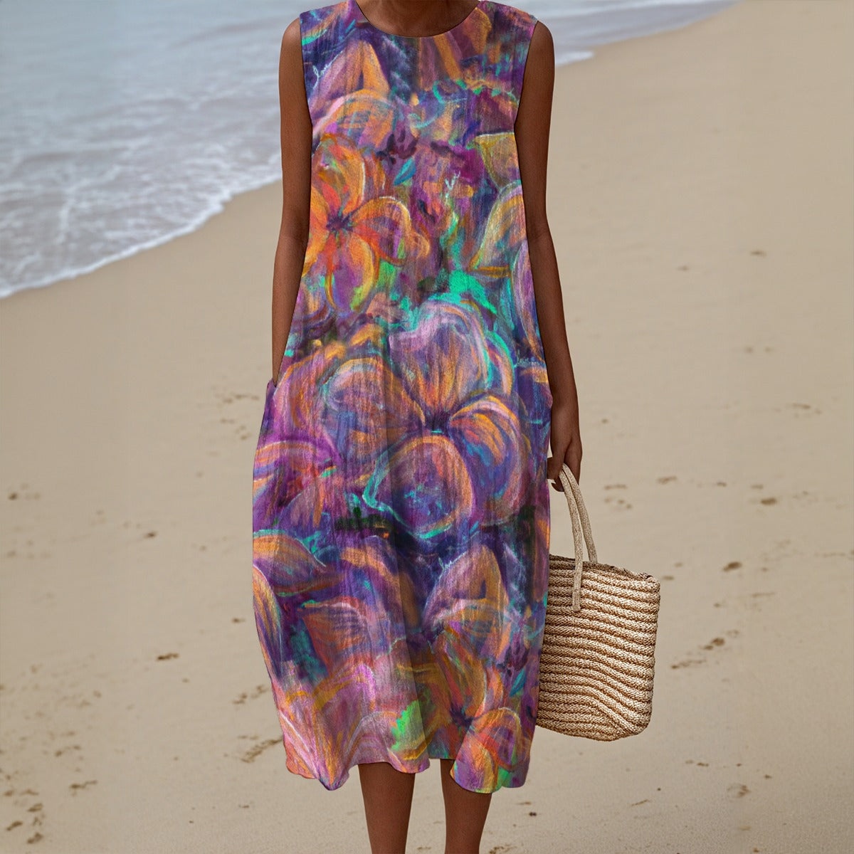 Cotton Casual Dress with Pockets by Sarah Camille Art