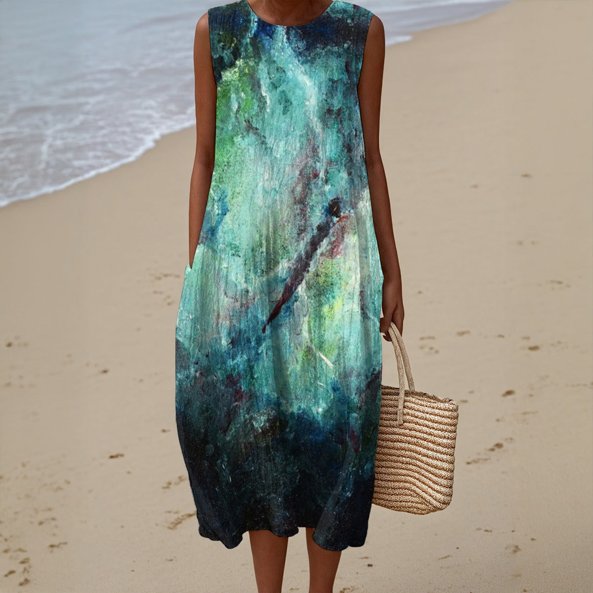 Cotton Casual Dress with Pockets by Sarah Camille Art