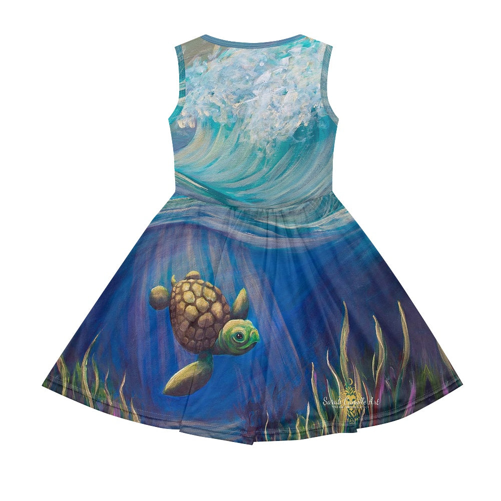 Kids Sea Turtle Twirl Dress with Pockets