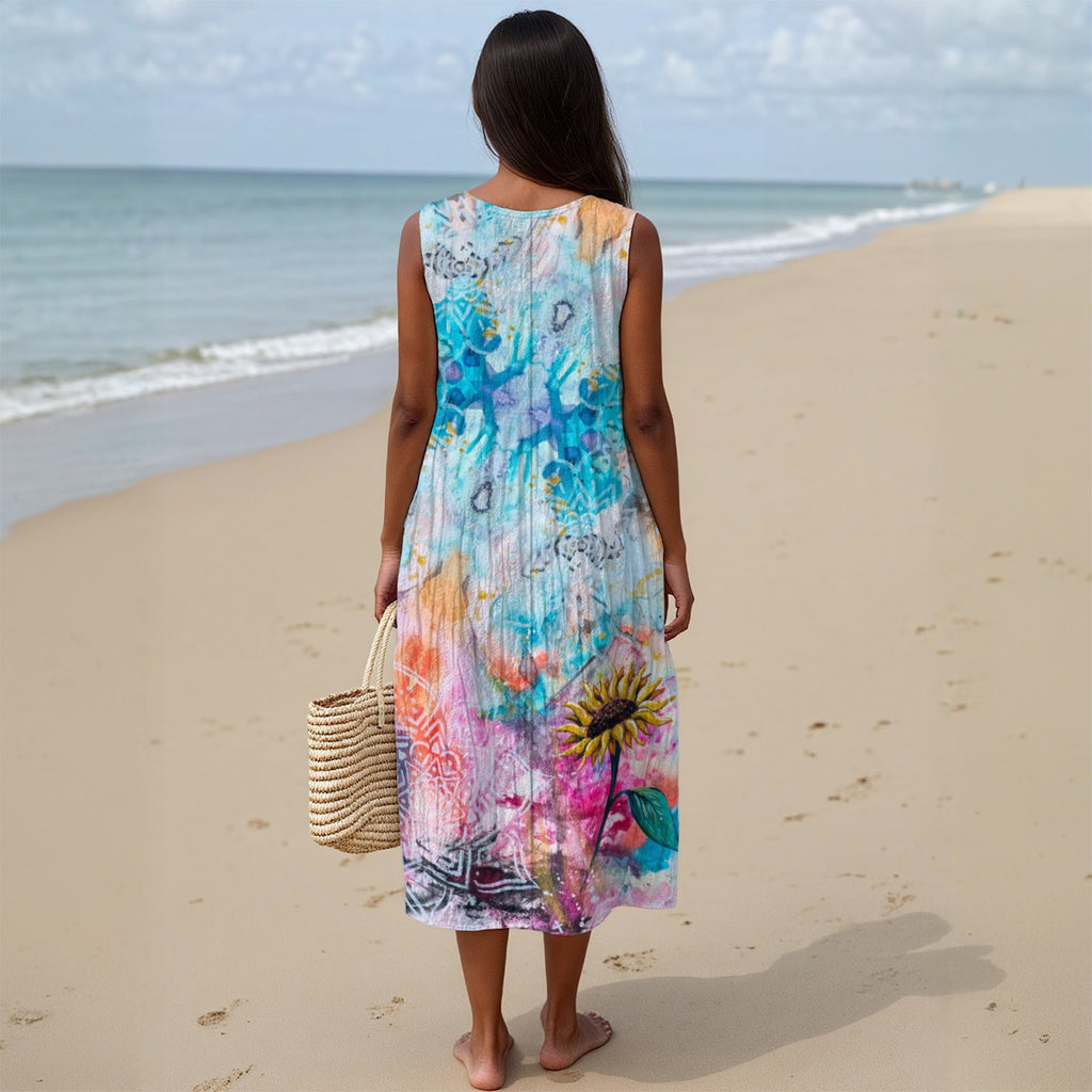 Cotton Casual Dress with Pockets by Sarah Camille Art
