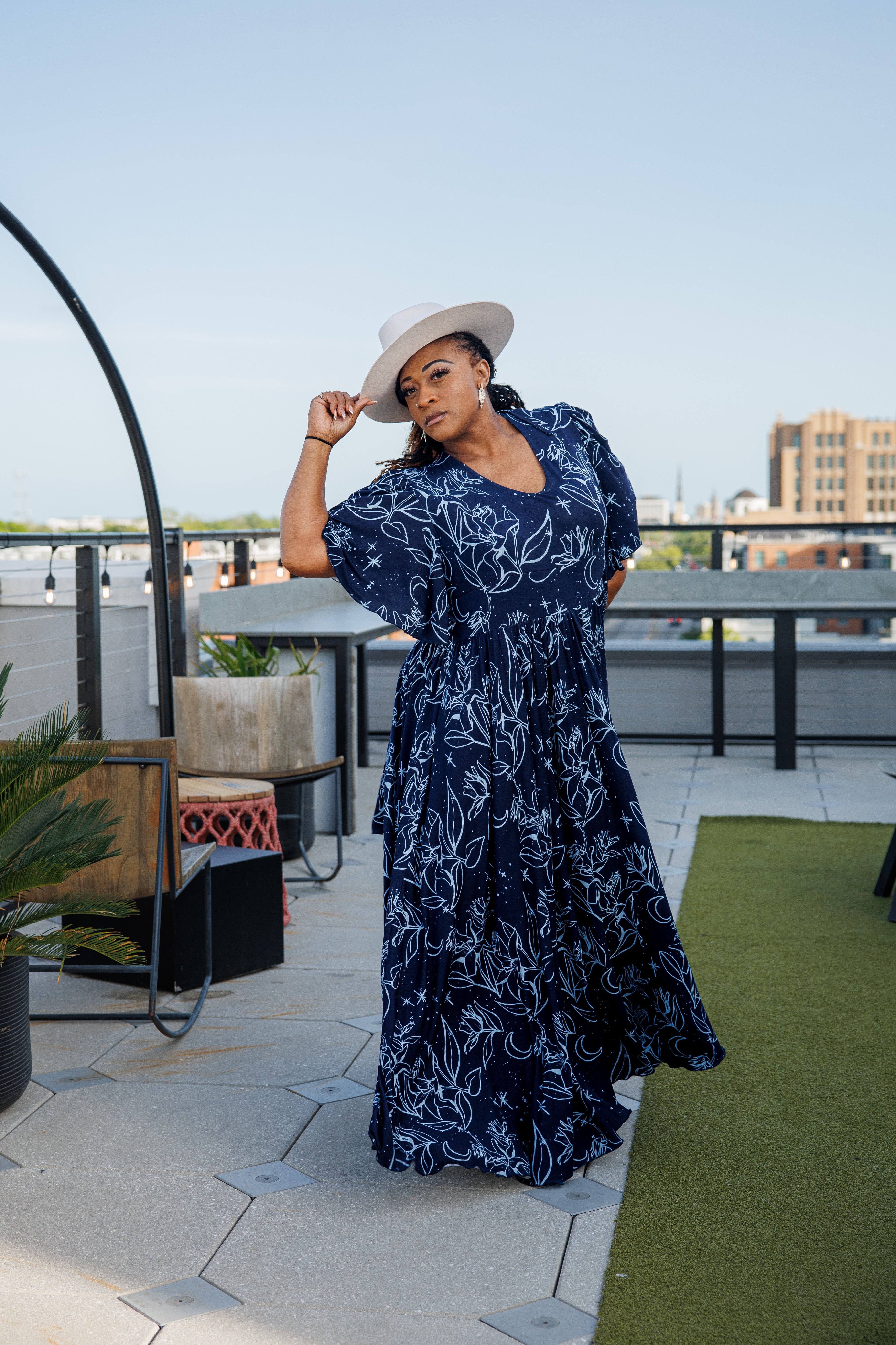 Night Lillies Bamboo Butterfly Sleeve Bamboo Dress with Pockets