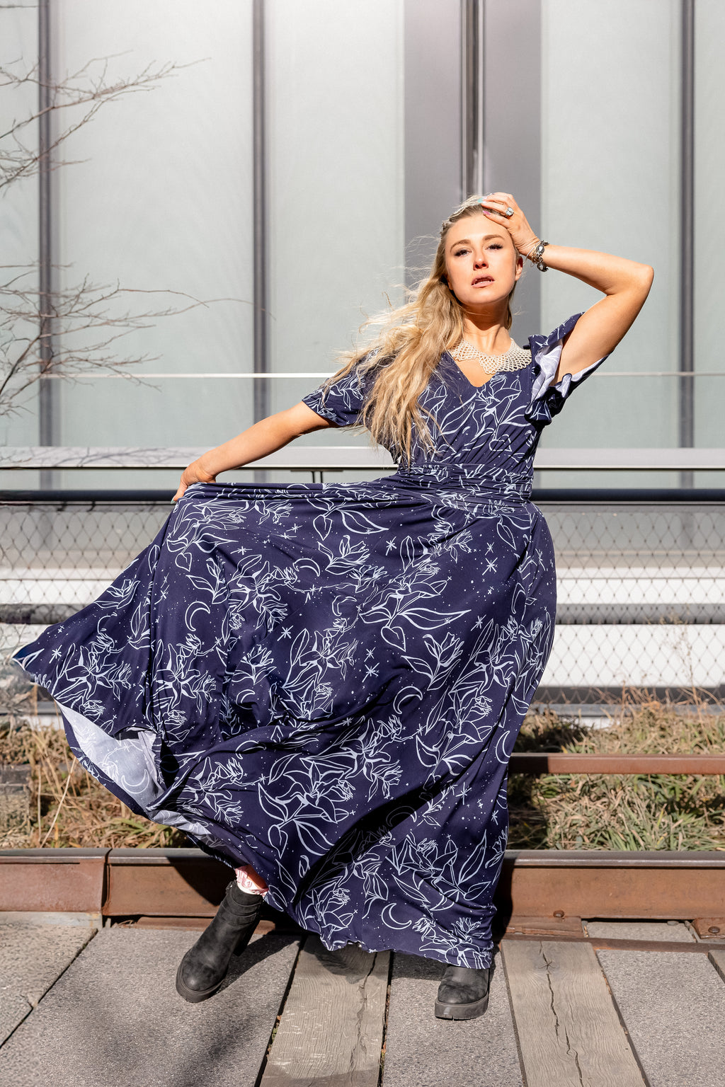 Night Lillies Bamboo Butterfly Sleeve Bamboo Dress with Pockets