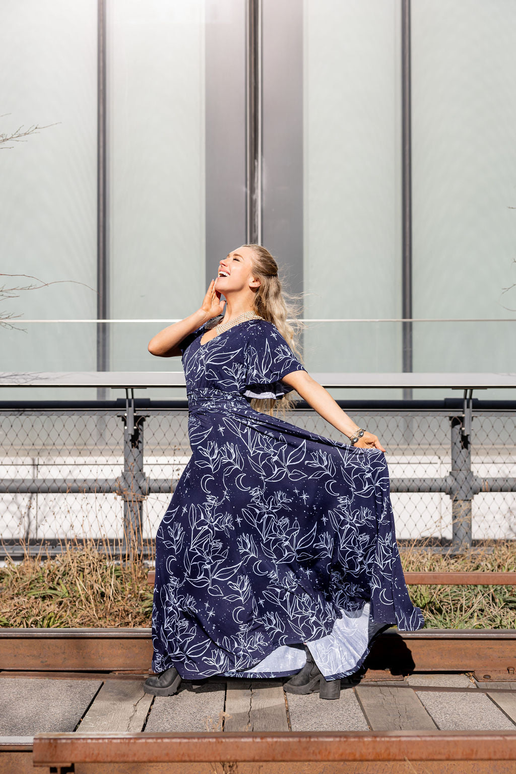 Night Lillies Bamboo Butterfly Sleeve Bamboo Dress with Pockets