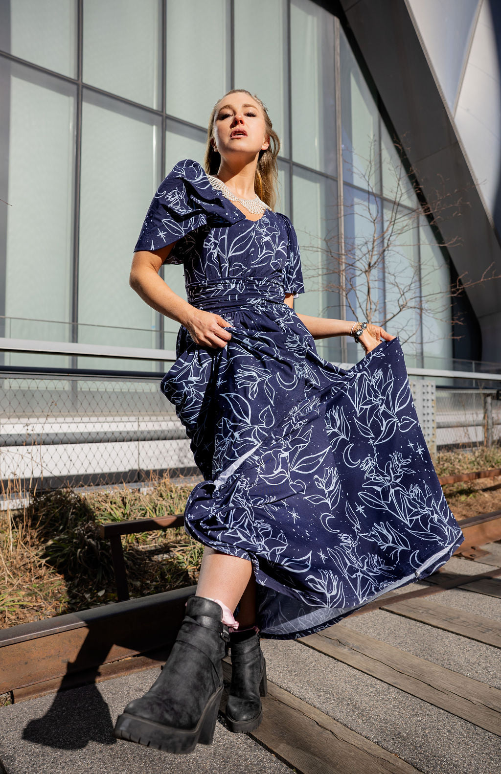 Night Lillies Bamboo Butterfly Sleeve Bamboo Dress with Pockets
