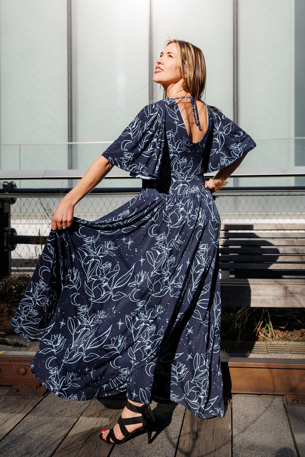 Night Lillies Bamboo Butterfly Sleeve Bamboo Dress with Pockets