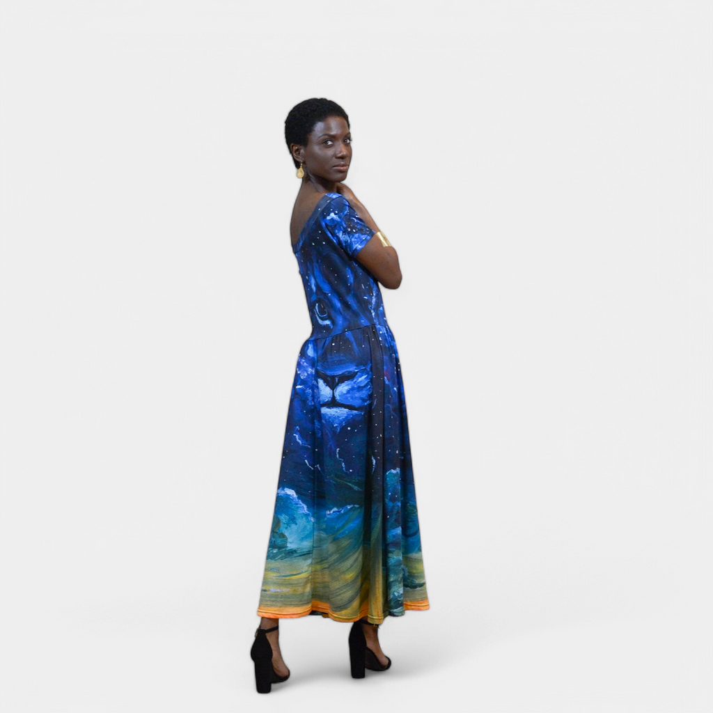 Dreaming with Creation Swoop Neck Midi Dress