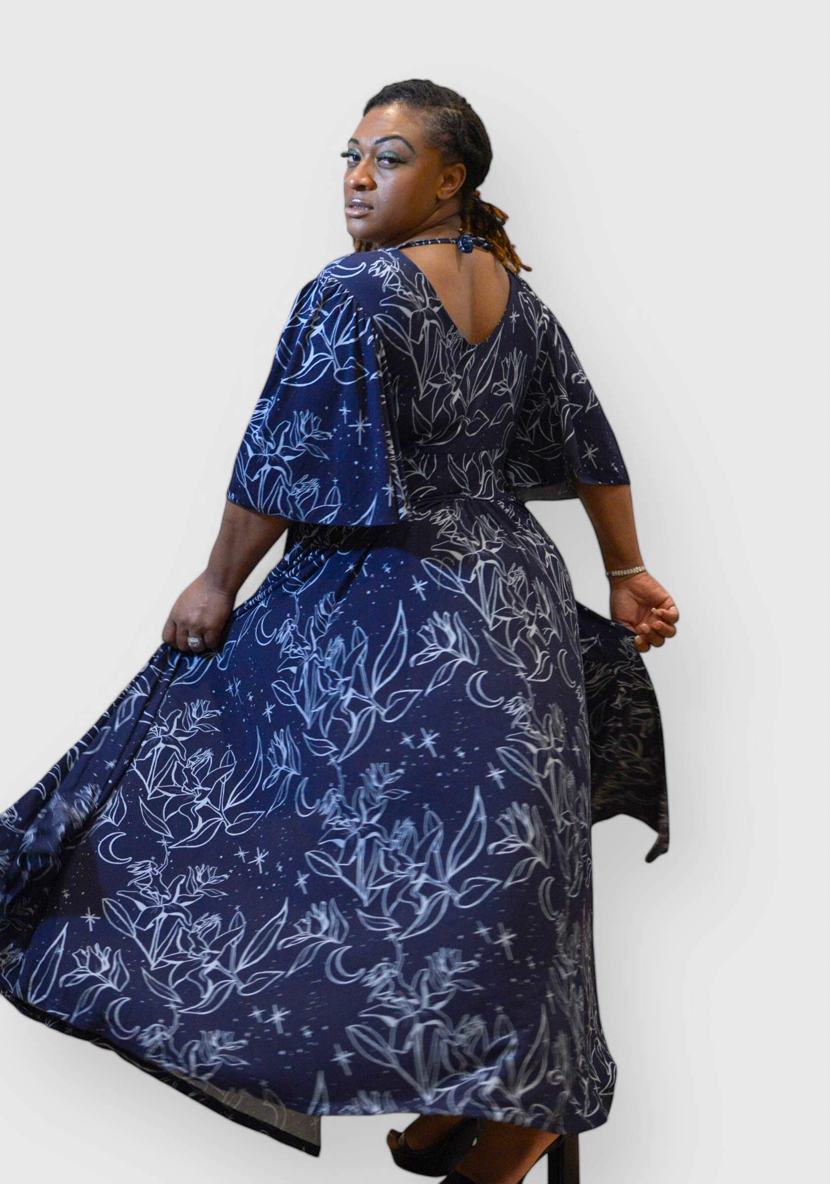 Night Lillies Bamboo Butterfly Sleeve Bamboo Dress with Pockets