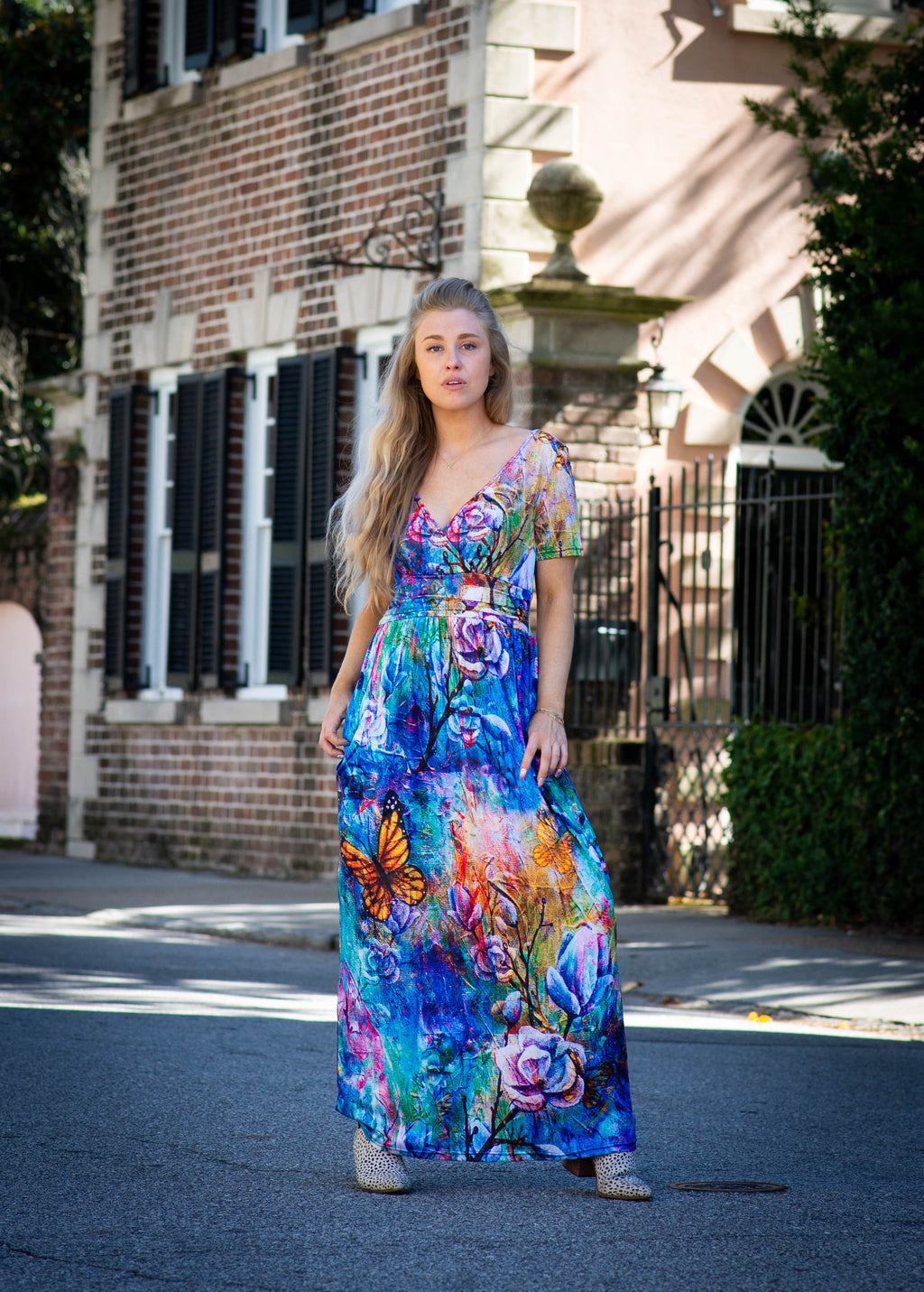 Behold V Neck Maxi Dress with Pockets