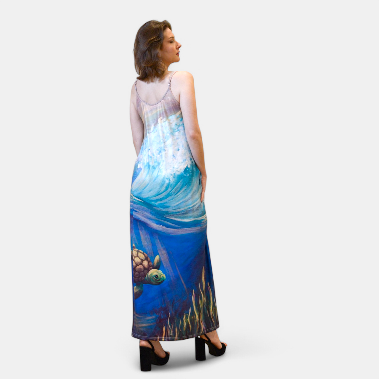 Sea Turtle Long maxi dress with pockets