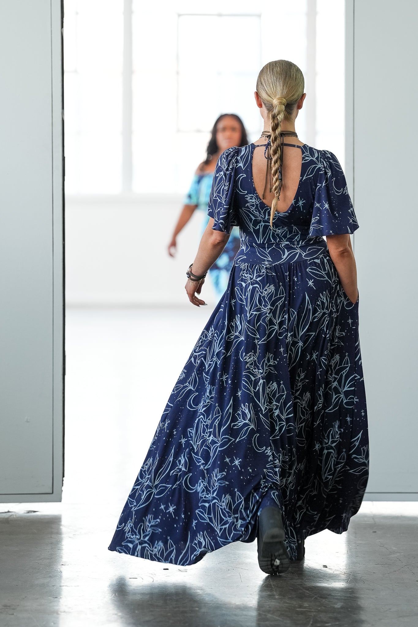 butterfly dress long sleeve Faiar - Set: Long-Sleeve V-Neck Butterfly Maxi A-Line Dress + Slipdress