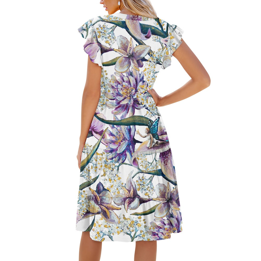 Women's Emerge V-neck Patchwork Midi Dress with Pockets