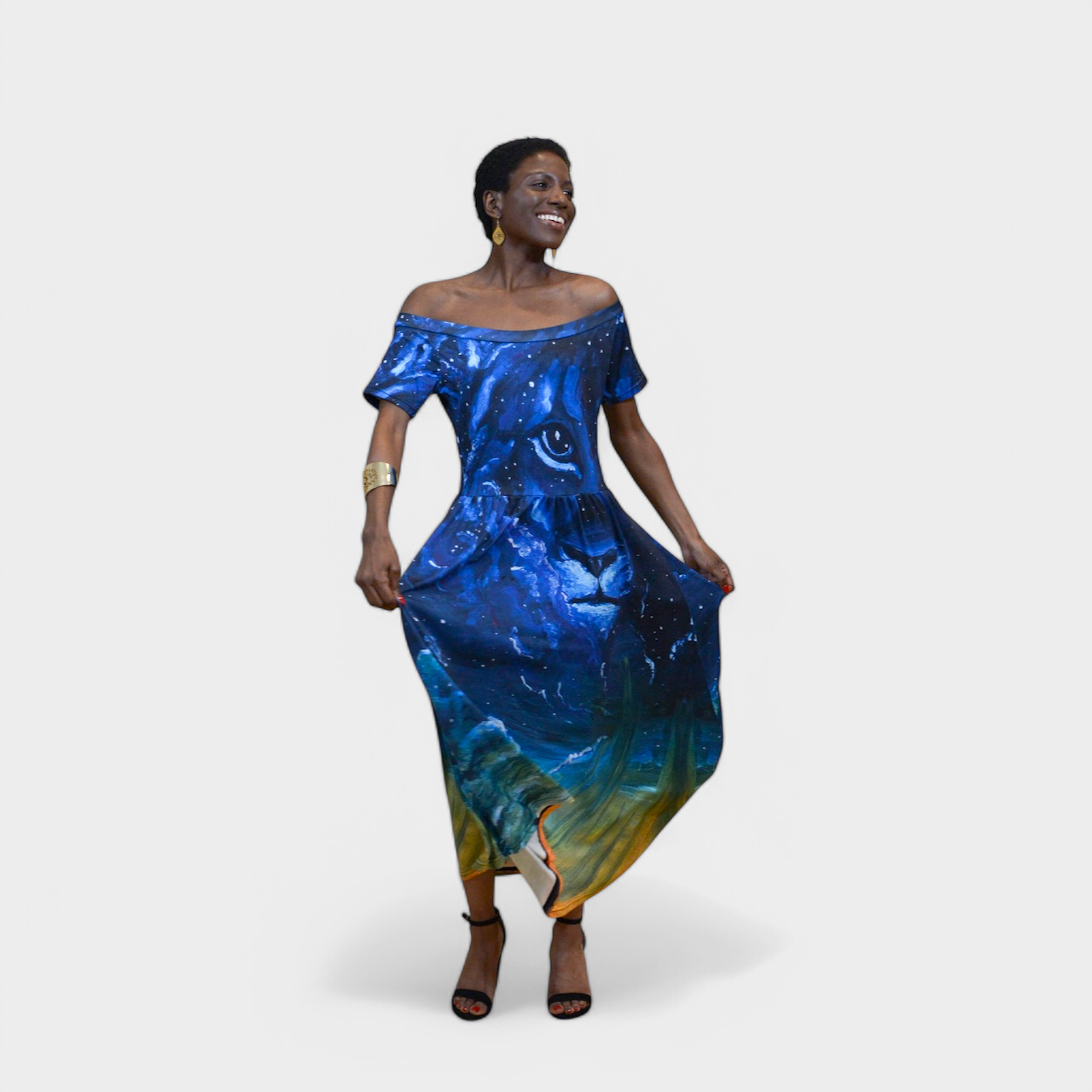 Dreaming with Creation Swoop Neck Midi Dress