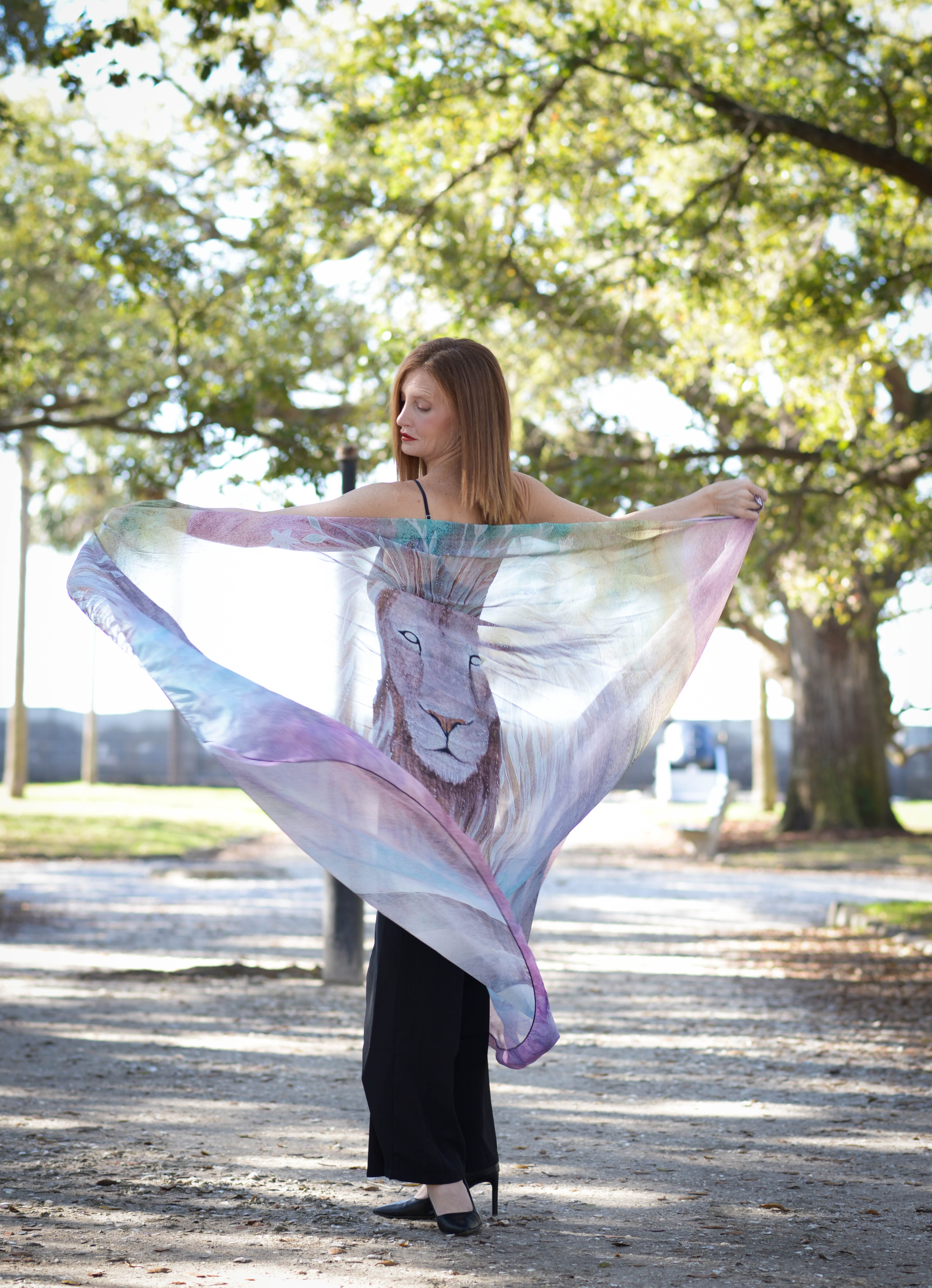 Awaken - Lion Chiffon Scarf/Pashmina/Sarong