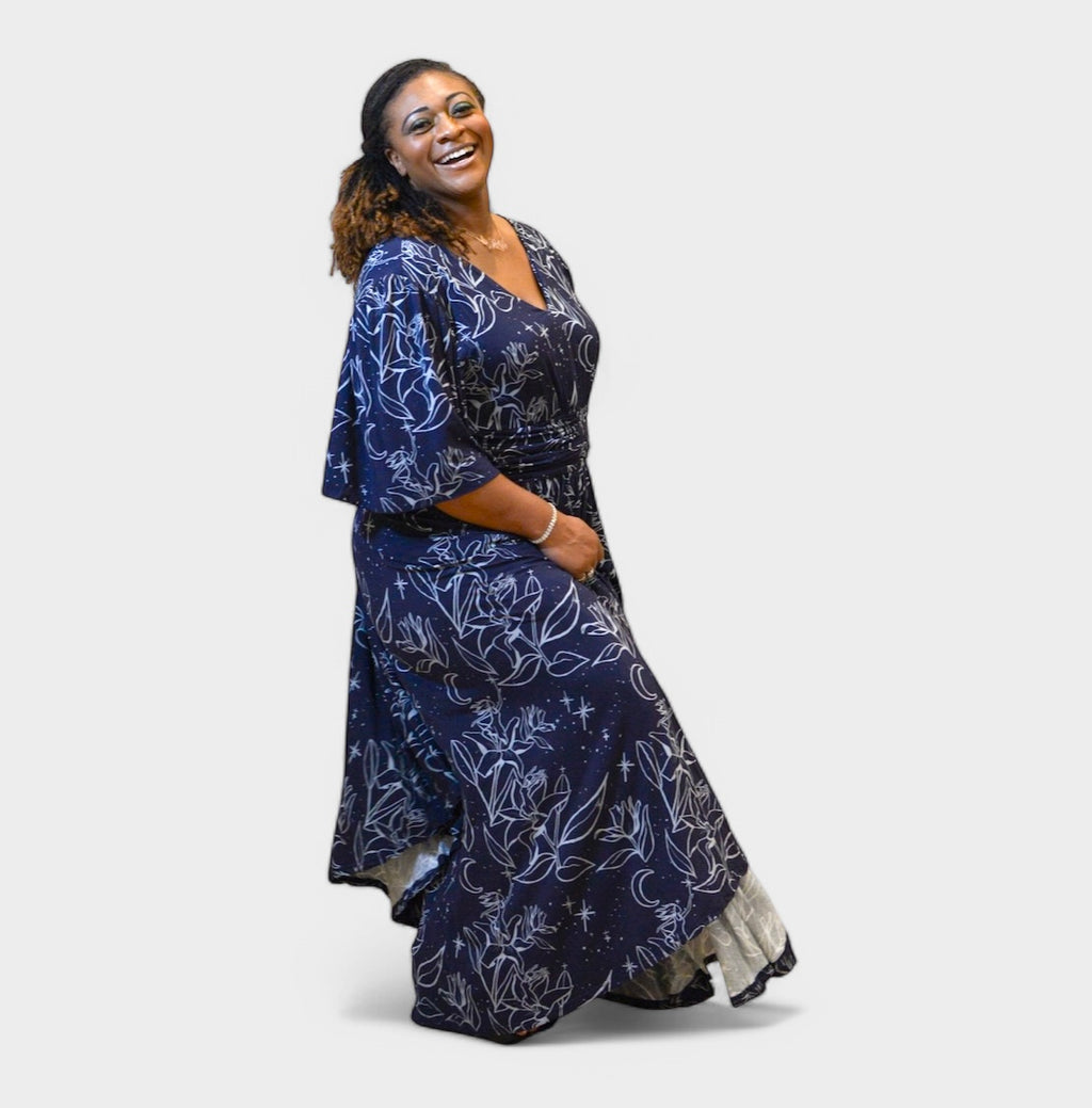 Night Lillies Bamboo Butterfly Sleeve Bamboo Dress with Pockets