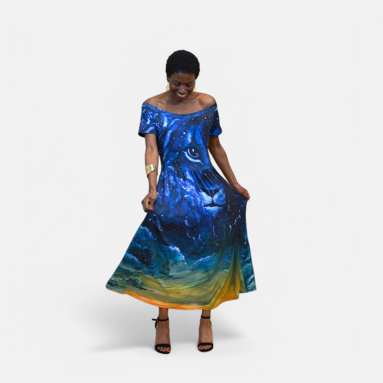 Dreaming with Creation Swoop Neck Midi Dress