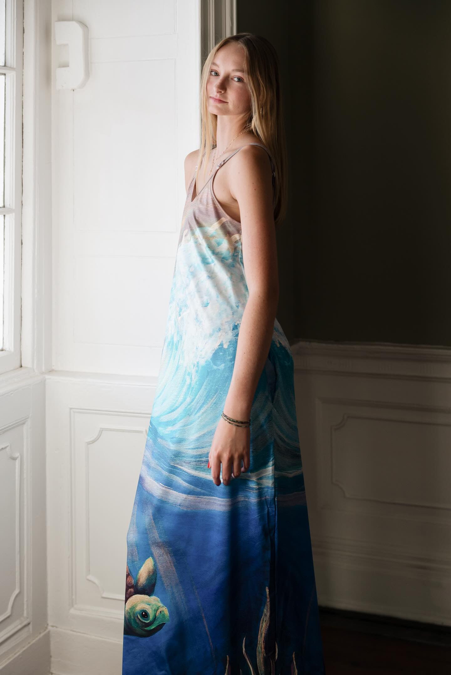 Sea Turtle Long maxi dress with pockets
