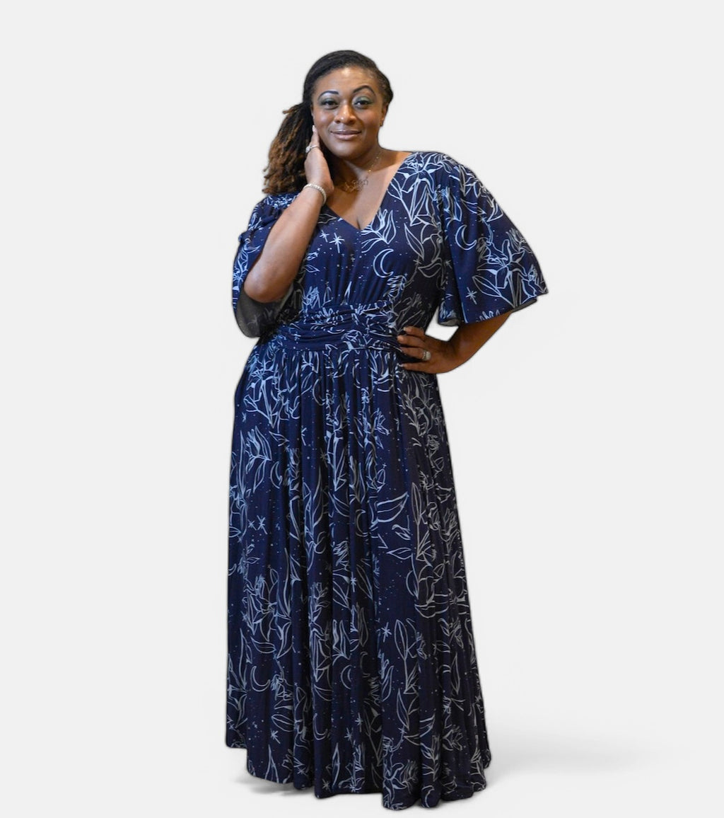 Night Lillies Bamboo Butterfly Sleeve Bamboo Dress with Pockets