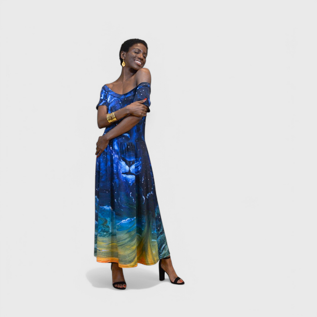 Dreaming with Creation Swoop Neck Midi Dress