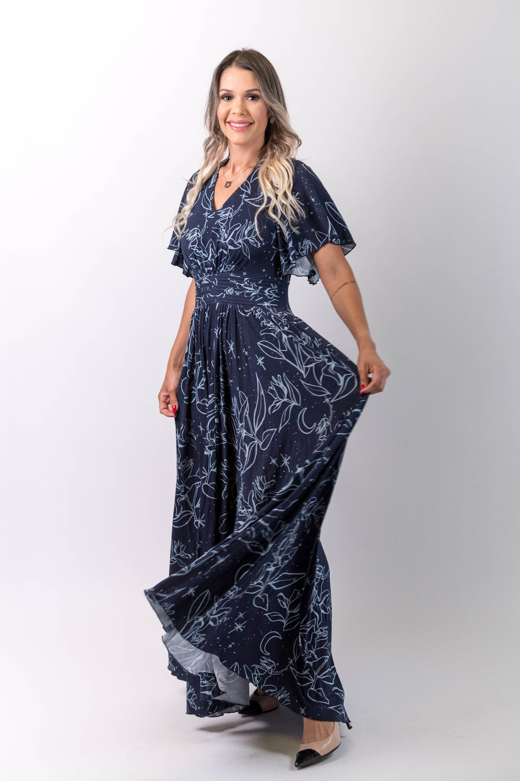 Night Lillies Bamboo Butterfly Sleeve Bamboo Dress with Pockets