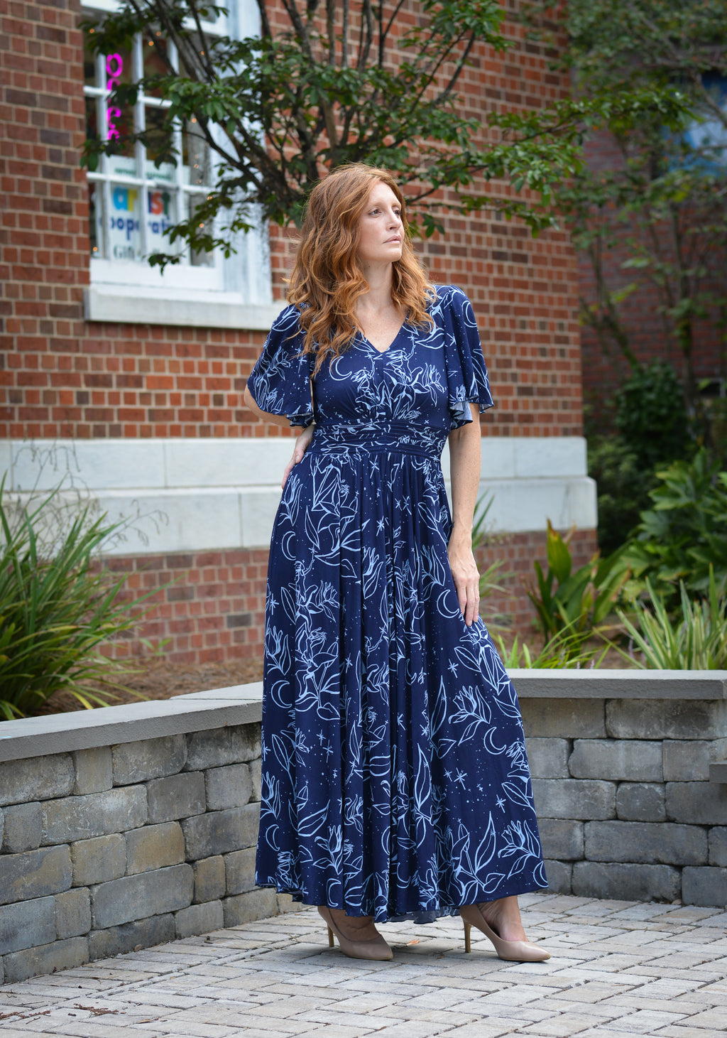 Night Lillies Bamboo Butterfly Sleeve Bamboo Dress with Pockets Sarah Camille Art and Designs Night Lillies Bamboo Butterfly Sleeve Bamboo Dress with Pockets Sarah Camille Art and Designs