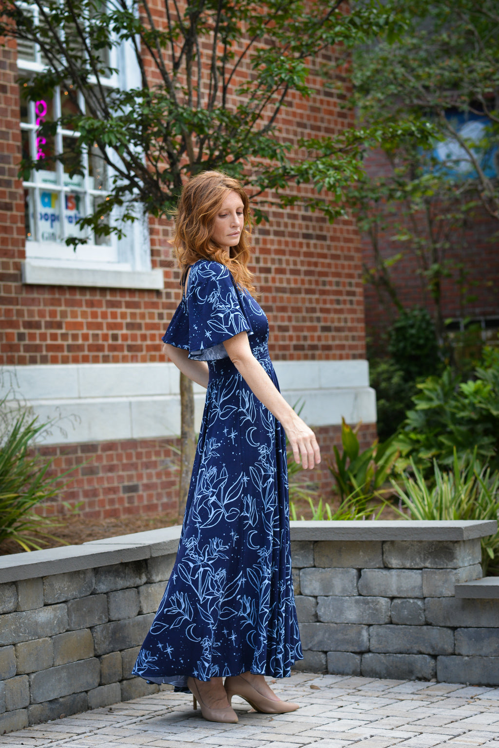 Night Lillies Bamboo Butterfly Sleeve Bamboo Dress with Pockets