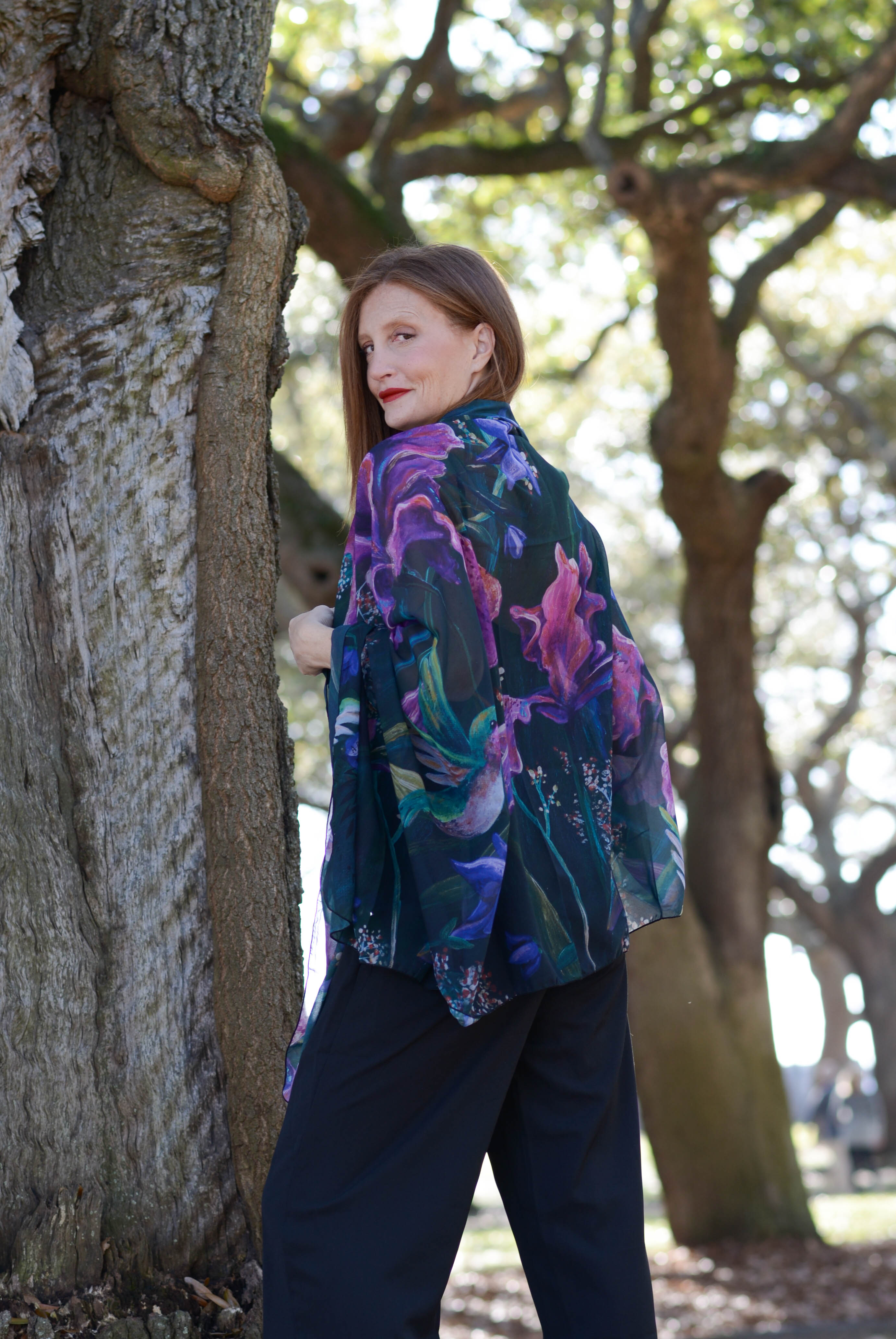 The Hummingbird Chiffon Scarf / Sarong by Sarah Camille Art