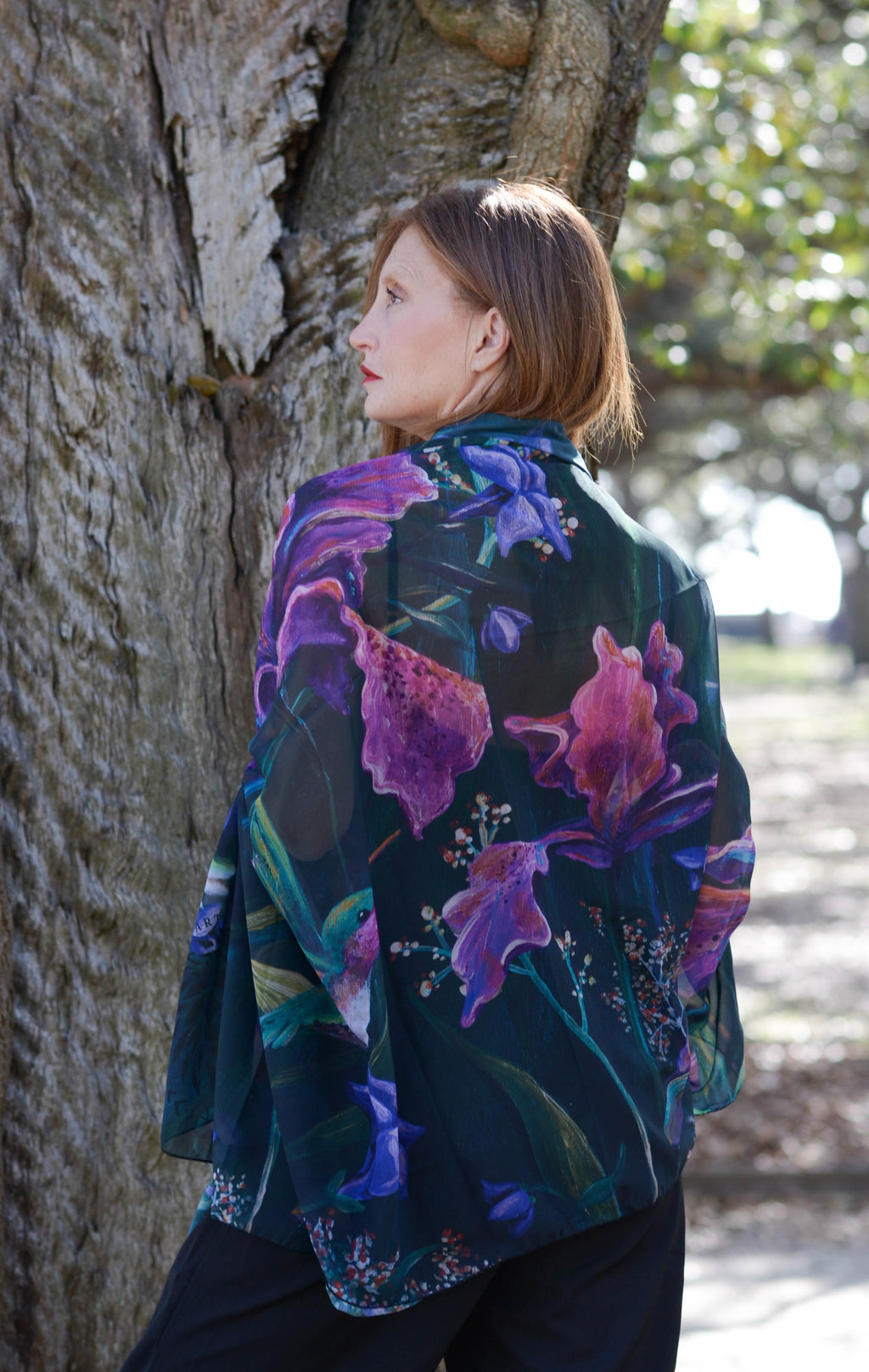 The Hummingbird Chiffon Scarf / Sarong by Sarah Camille Art