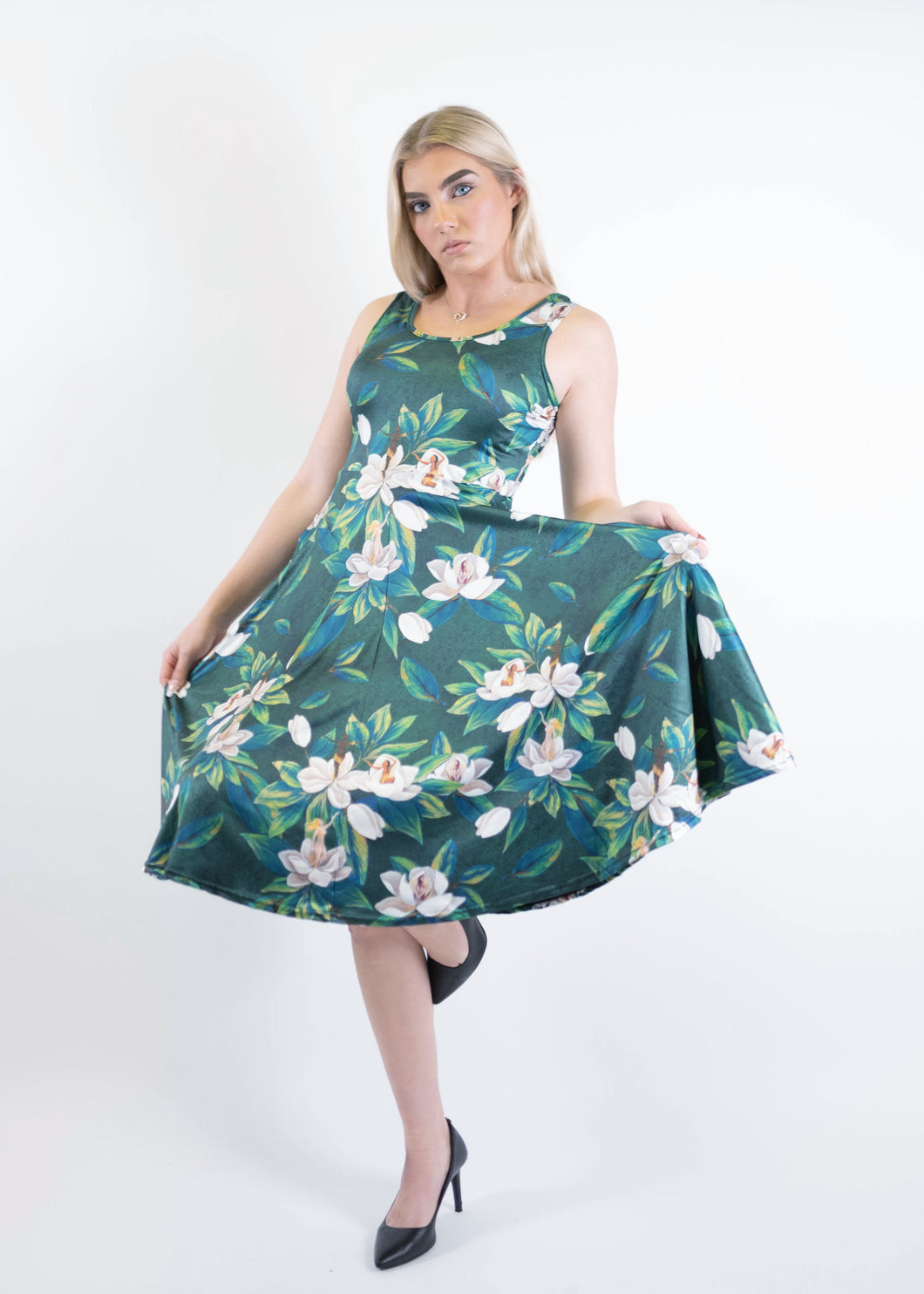 Blooming Magnolias Midi Dress