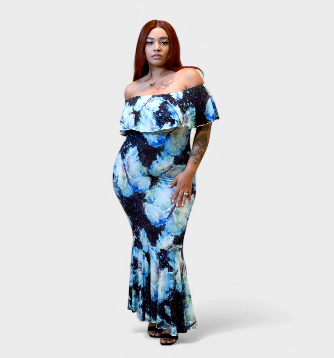 Transformation Off Shoulder Bamboo Mermaid Dress