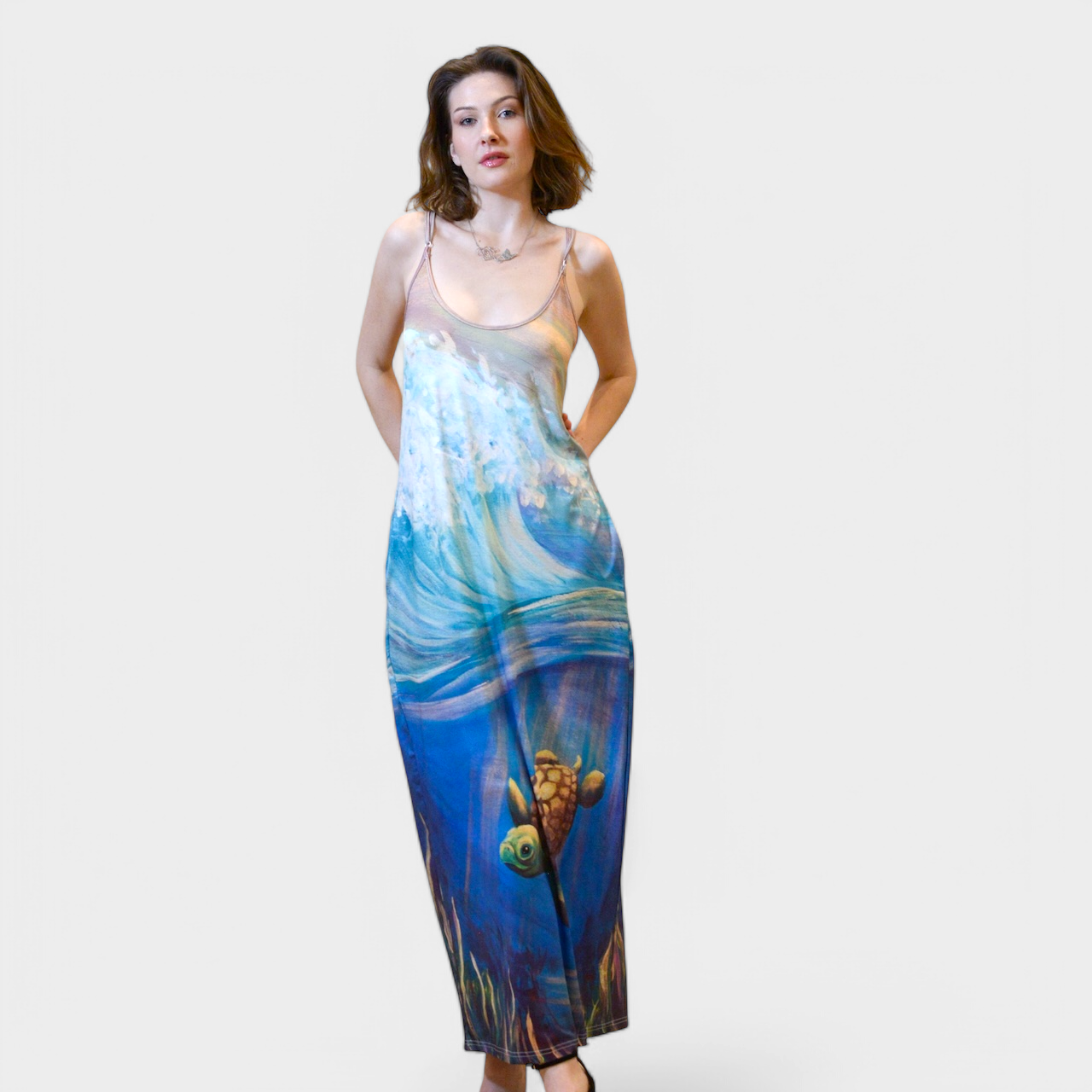 Sea Turtle Long maxi dress with pockets