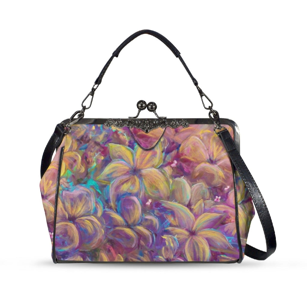 Flourish Vegan Leather Kiss-Lock Handbag