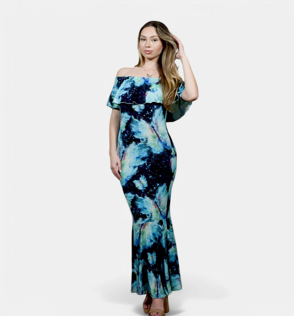 Transformation Off Shoulder Bamboo Mermaid Dress