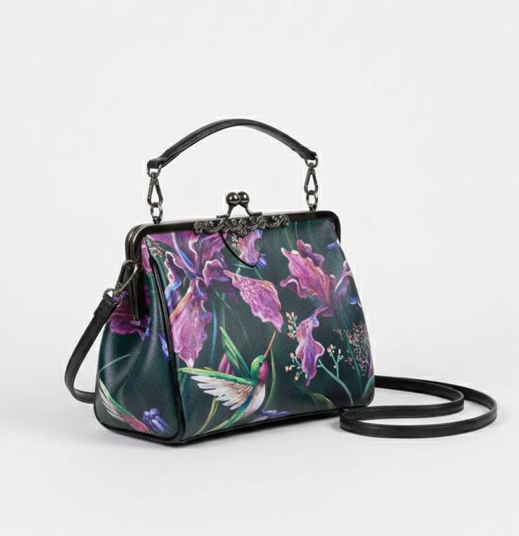 Hummingbird Vintage Clasp Crossbody Sarah Camille Art Bag