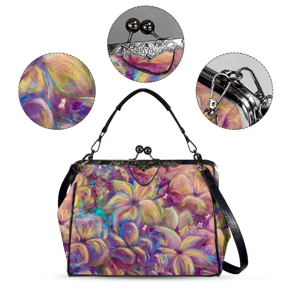 Flourish Vegan Leather Kiss-Lock Handbag