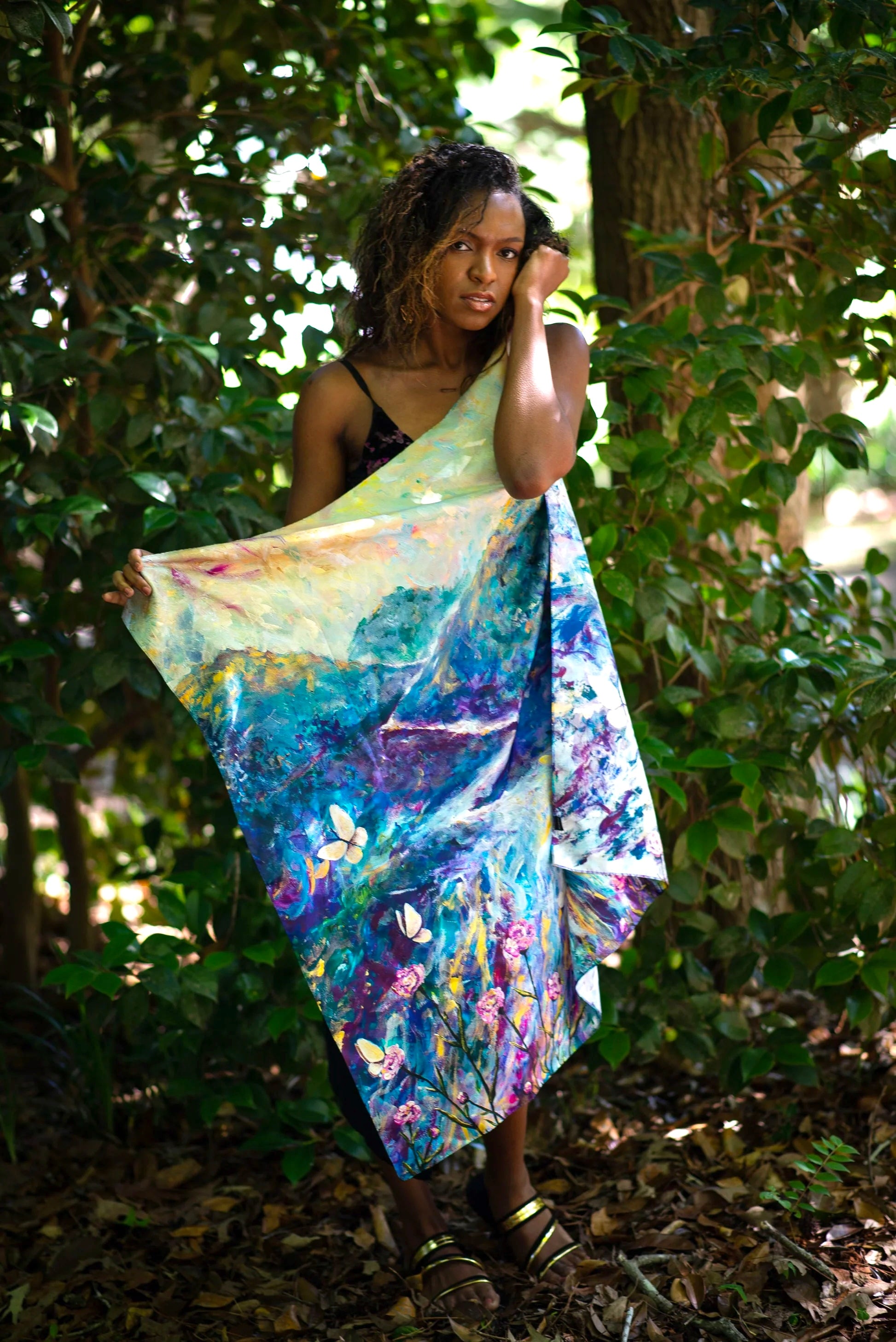 Dawn Arrives 100% silk satin scarf