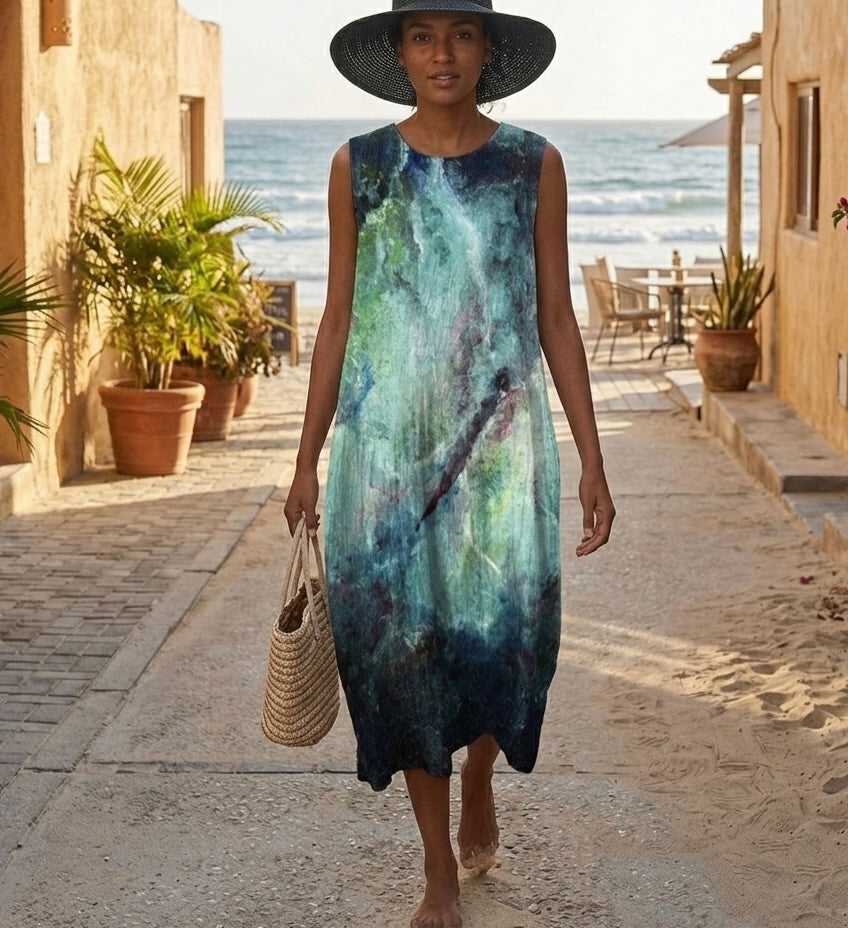 Cotton Casual Dress with Pockets by Sarah Camille Art
