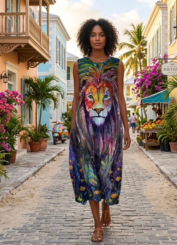 Cotton Casual Dress with Pockets by Sarah Camille Art