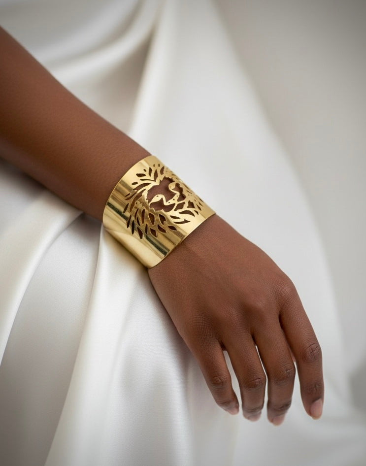 Gold Lion Cuff Bracelet