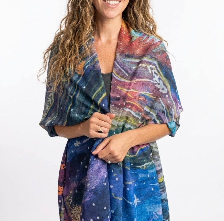 Shine Chiffon Scarf and Sarong in One by Sarah Camille Art