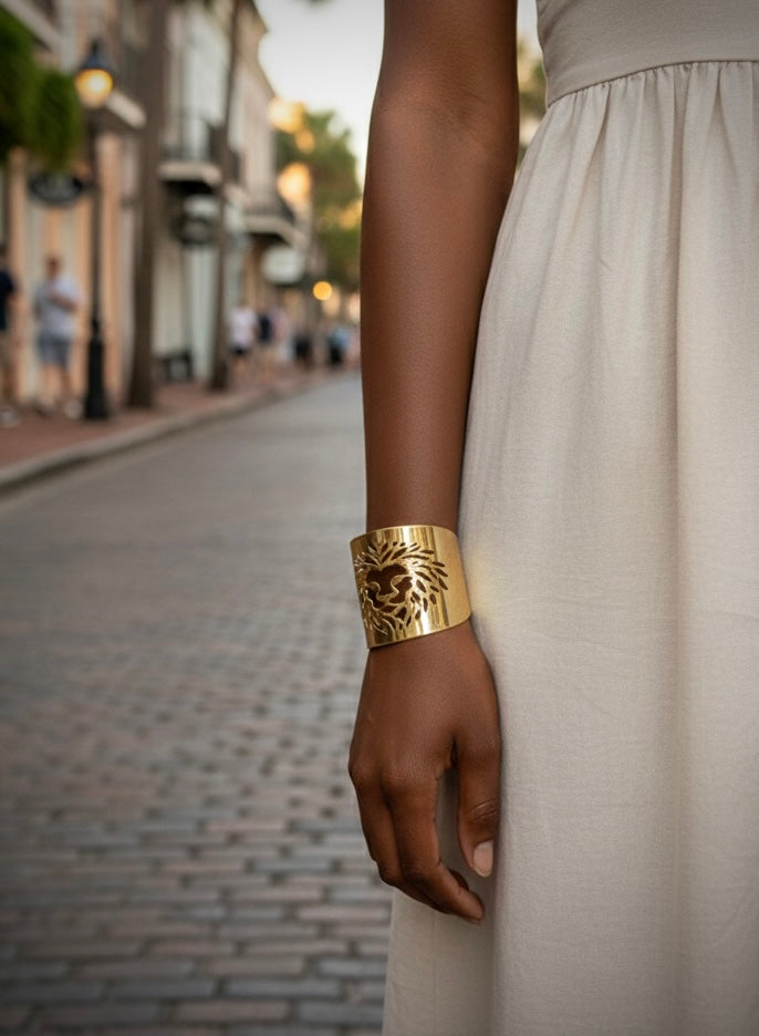 Gold Lion Cuff Bracelet