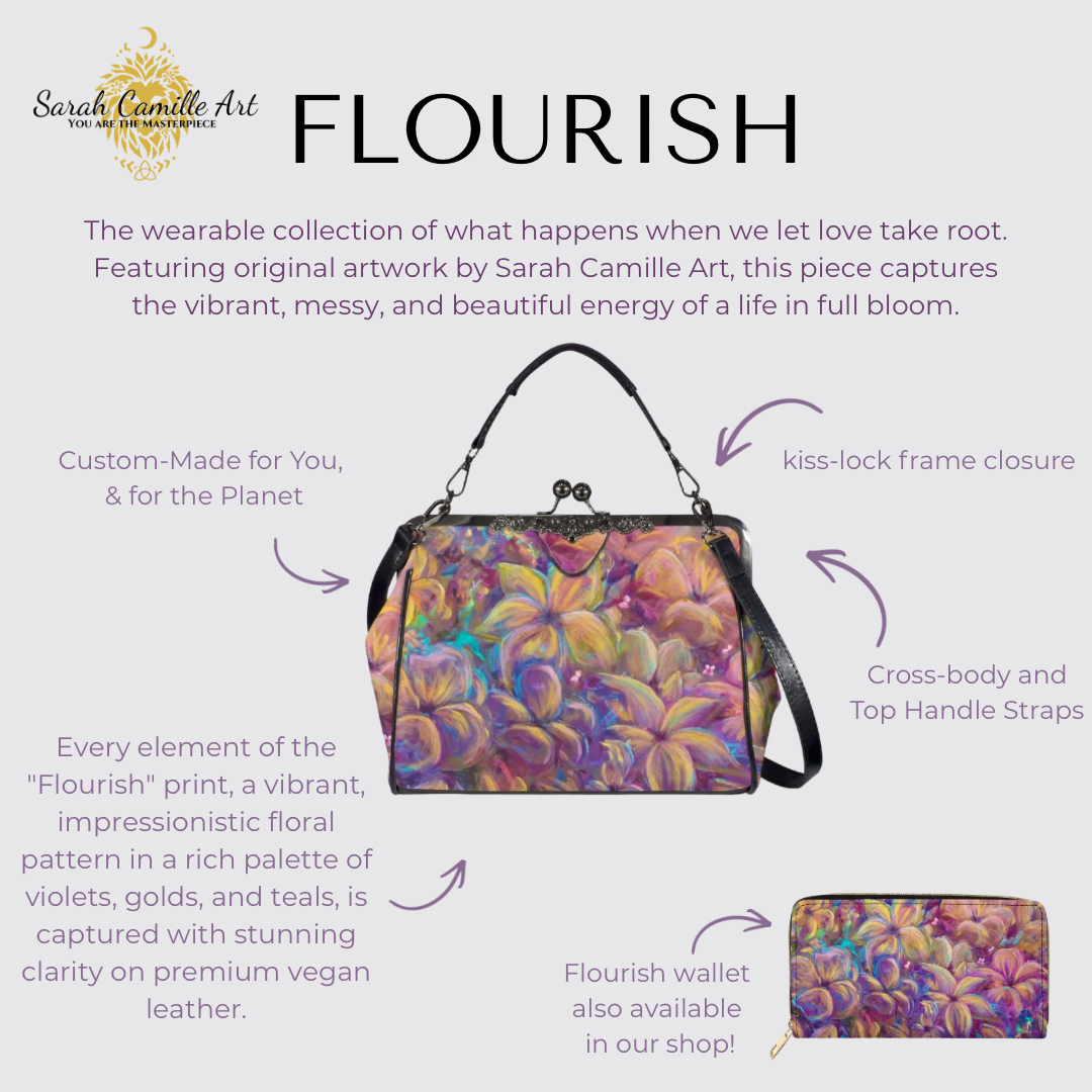 Flourish Vegan Leather Kiss-Lock Handbag
