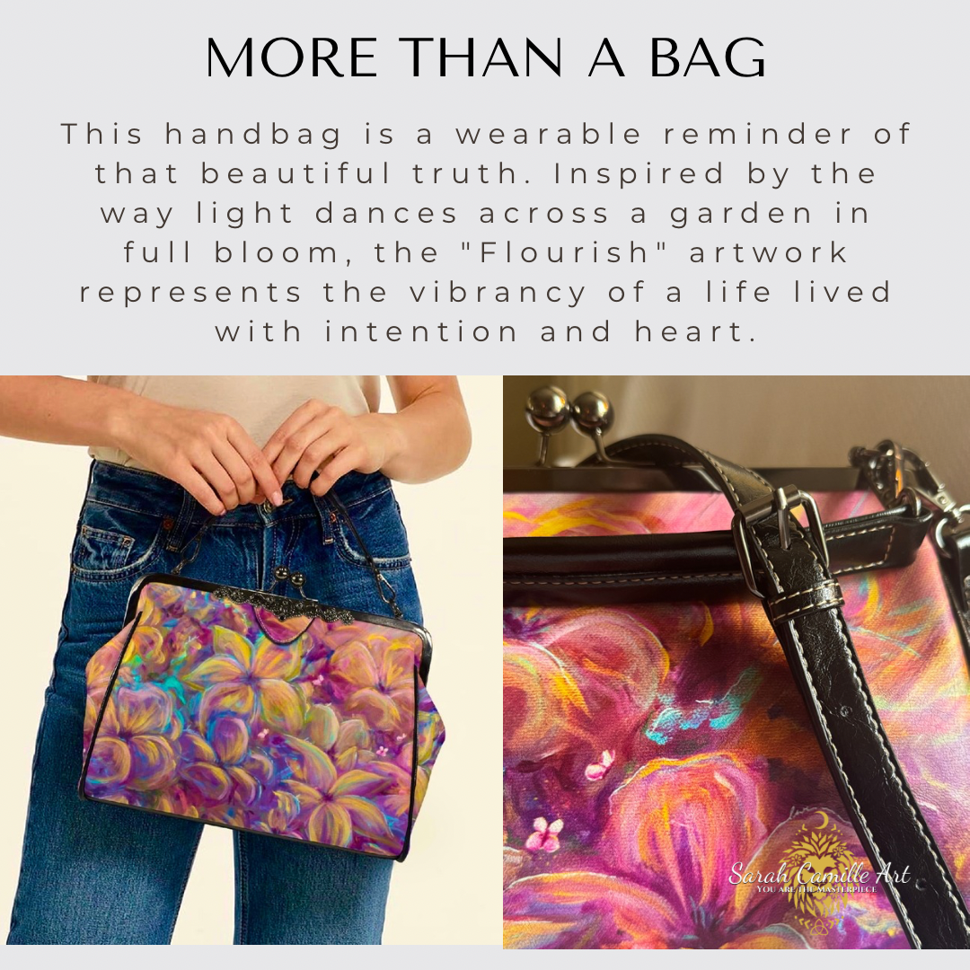 Flourish Vegan Leather Kiss-Lock Handbag