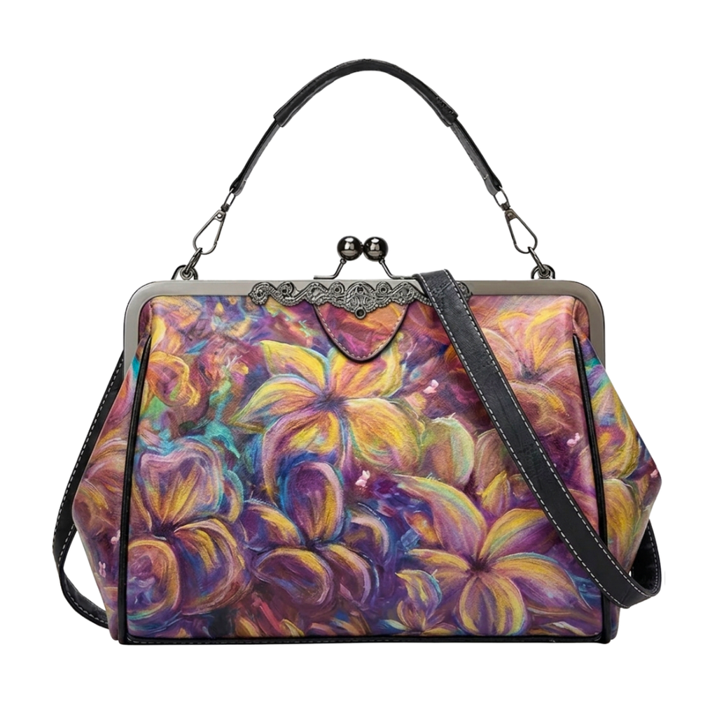 Flourish Vegan Leather Kiss-Lock Handbag