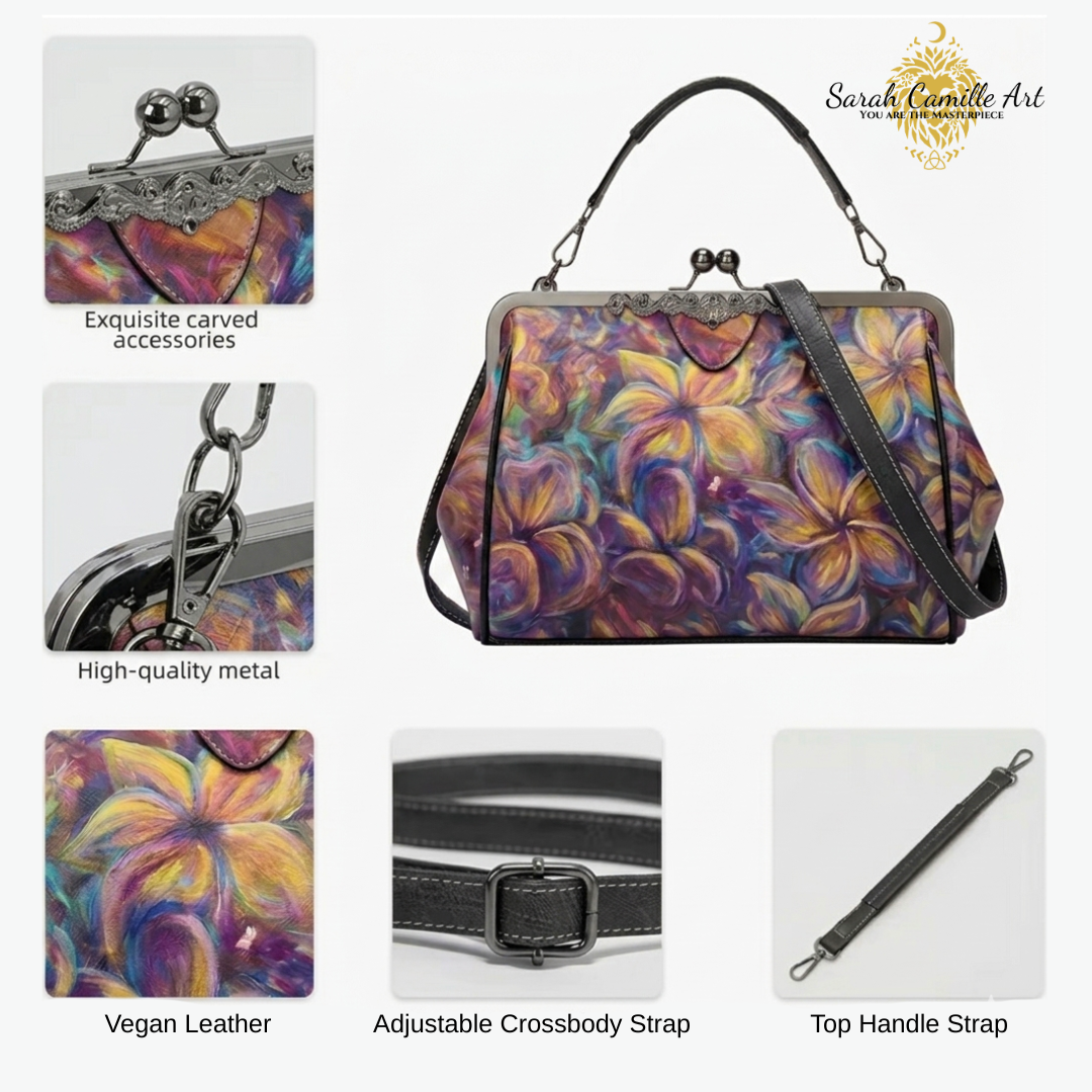 Flourish Vegan Leather Kiss-Lock Handbag