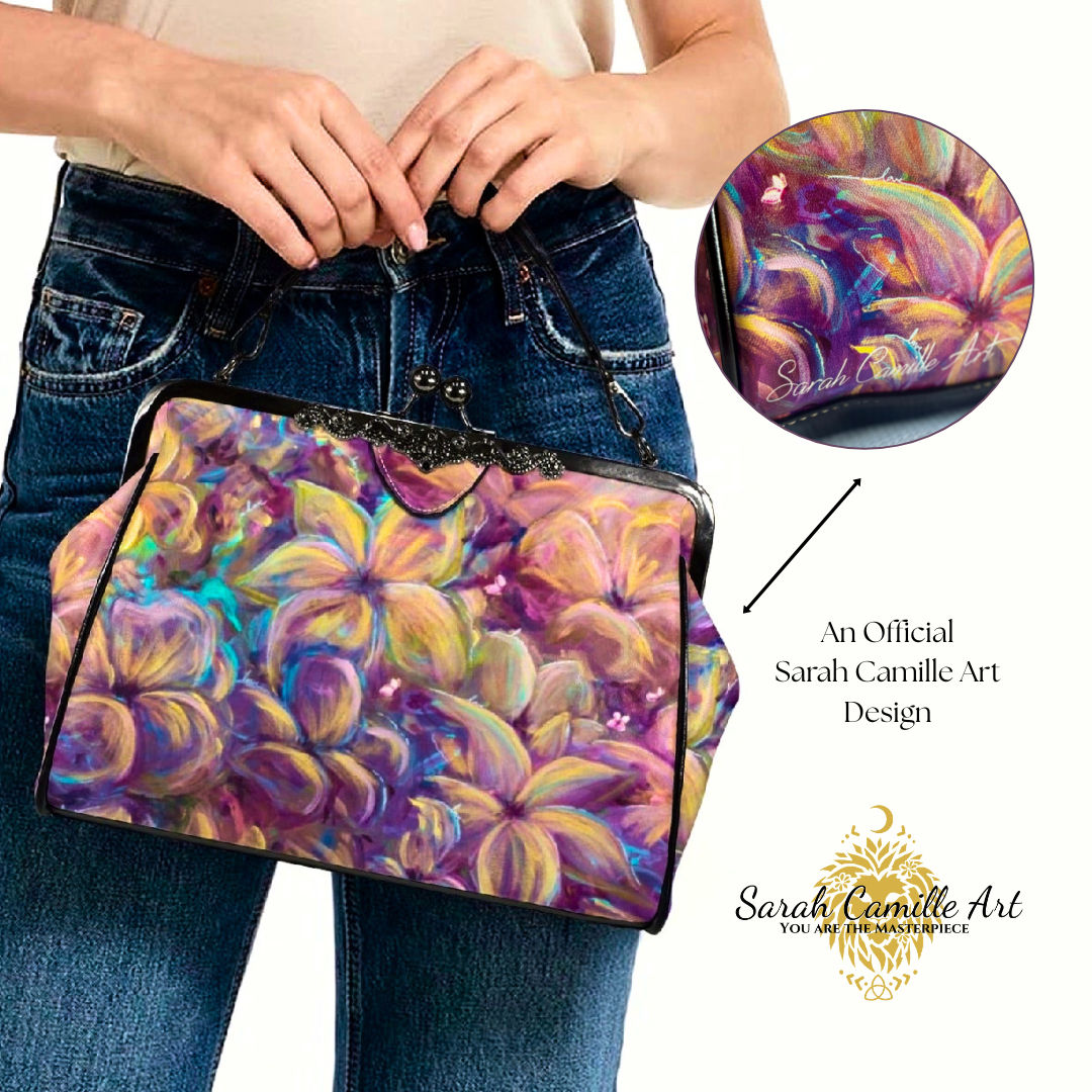 Flourish Vegan Leather Kiss-Lock Handbag