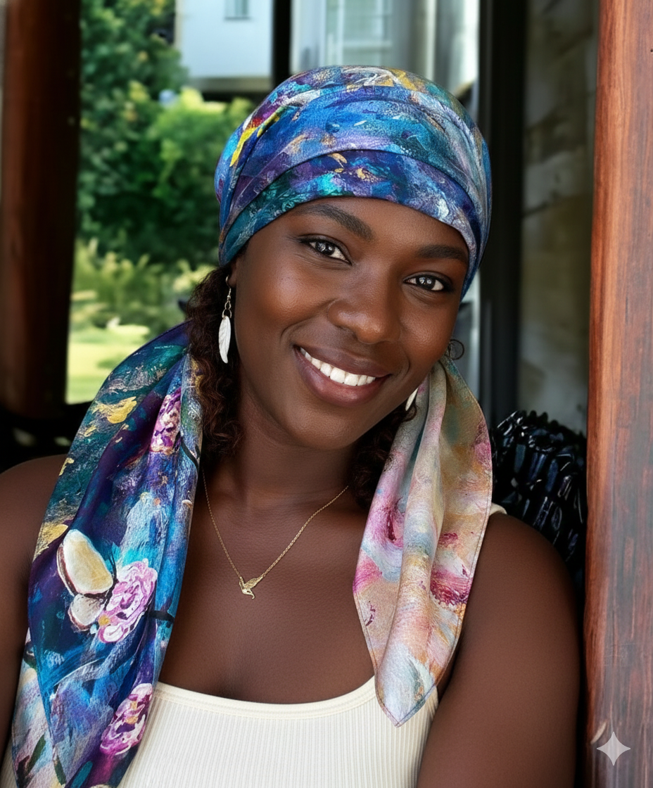 Dawn Arrives 100% silk satin scarf