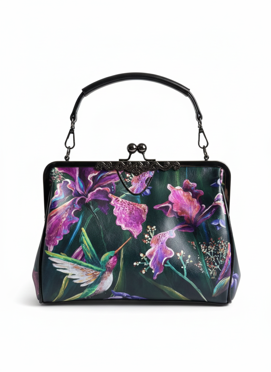 Hummingbird Vintage Clasp Crossbody Sarah Camille Art Bag